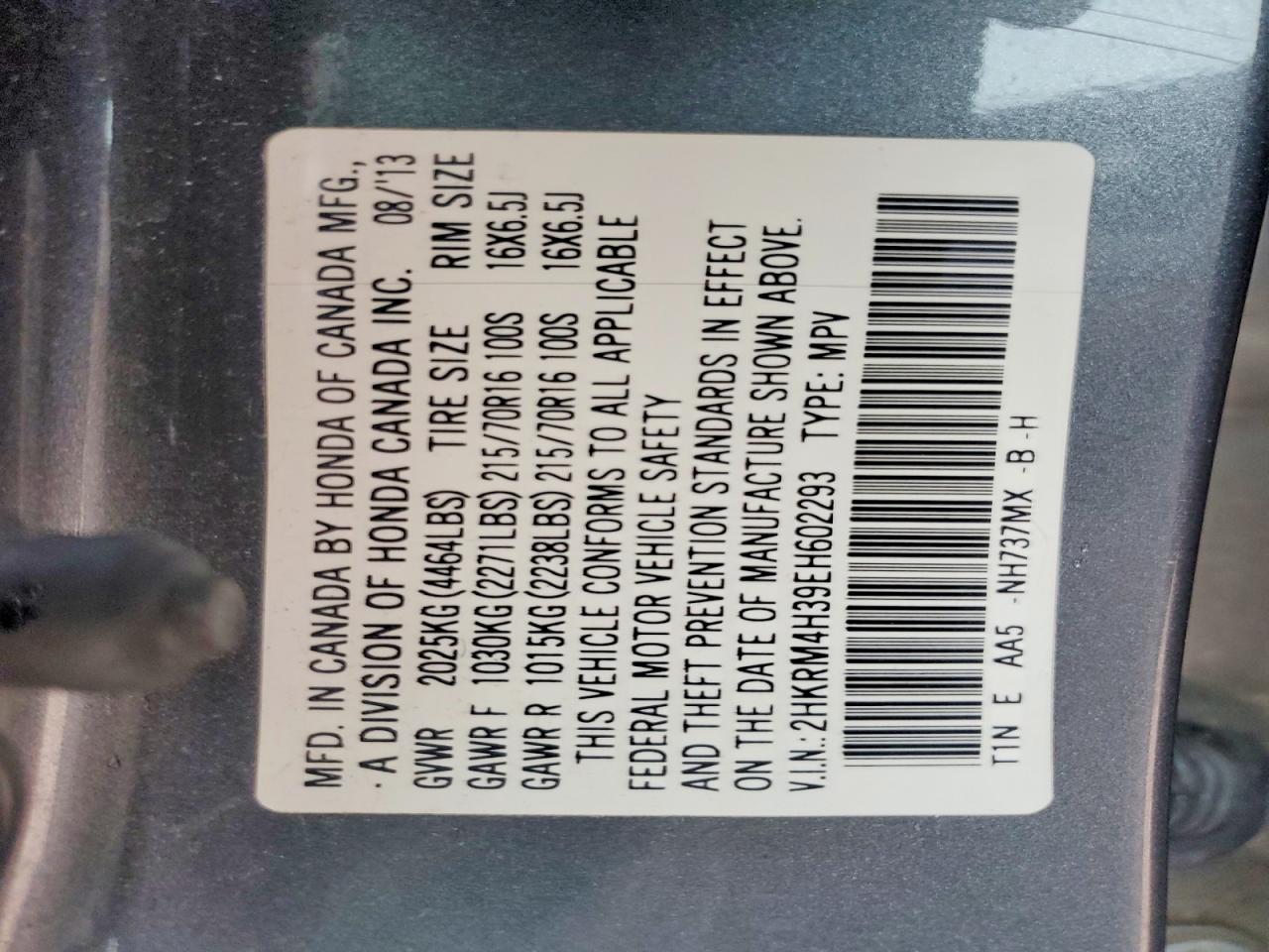 2014 HONDA CR-V LX photo 25