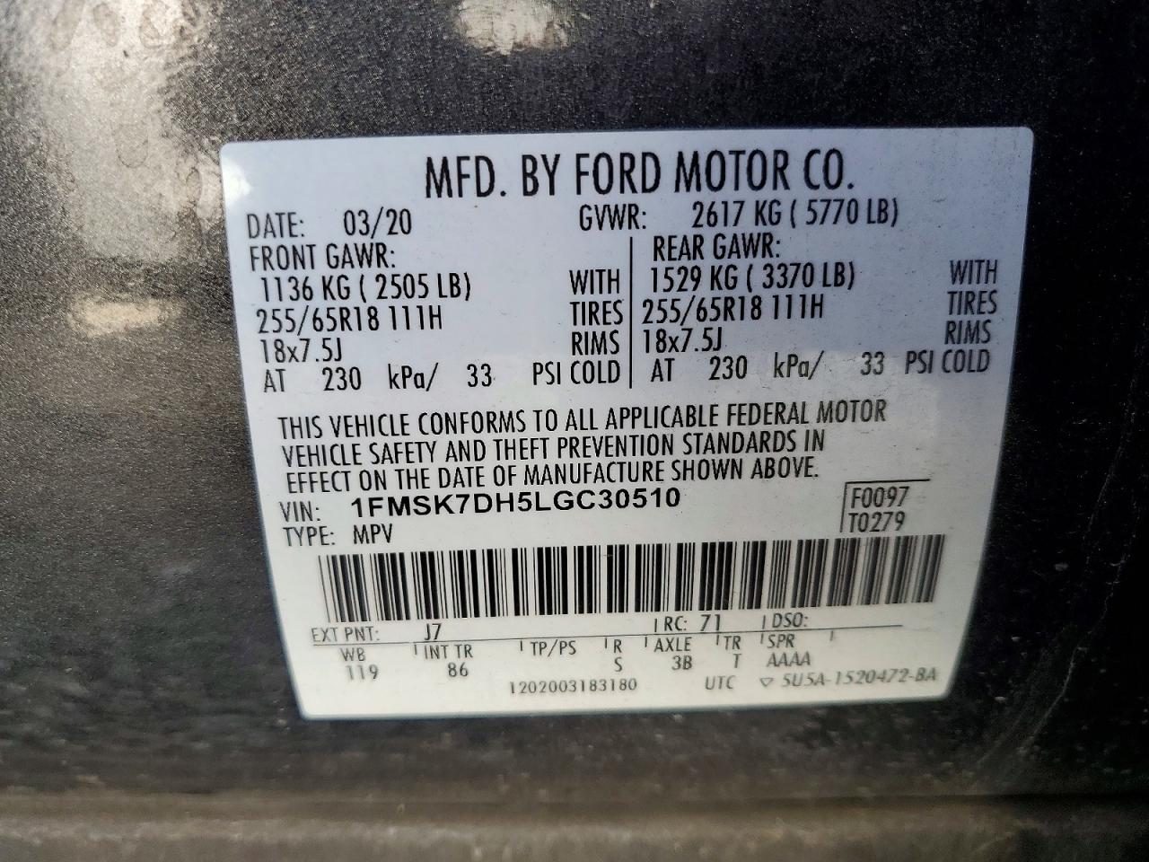2020 FORD EXPLORER XLT photo 37