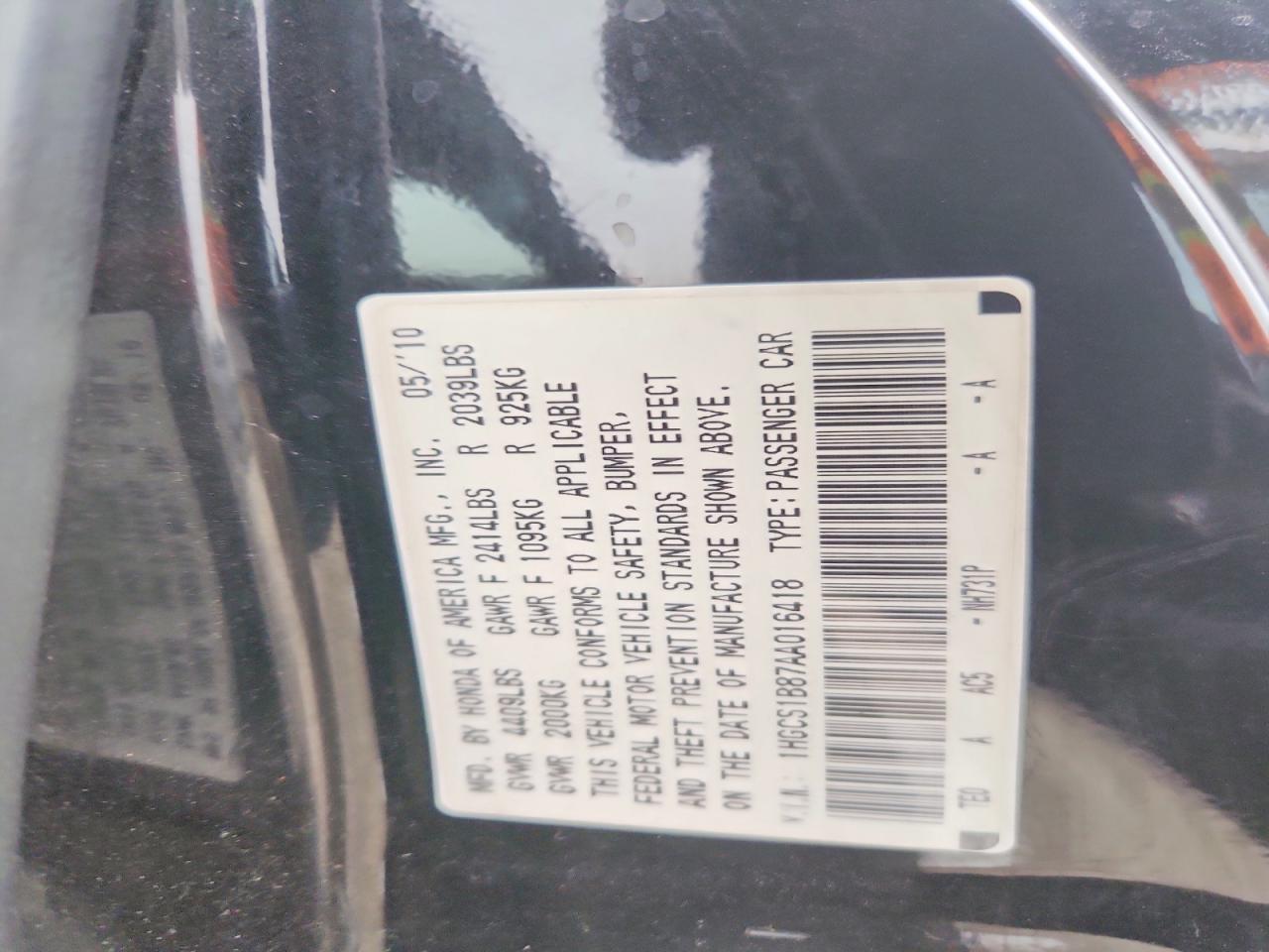 2010 HONDA ACCORD EXL photo 13