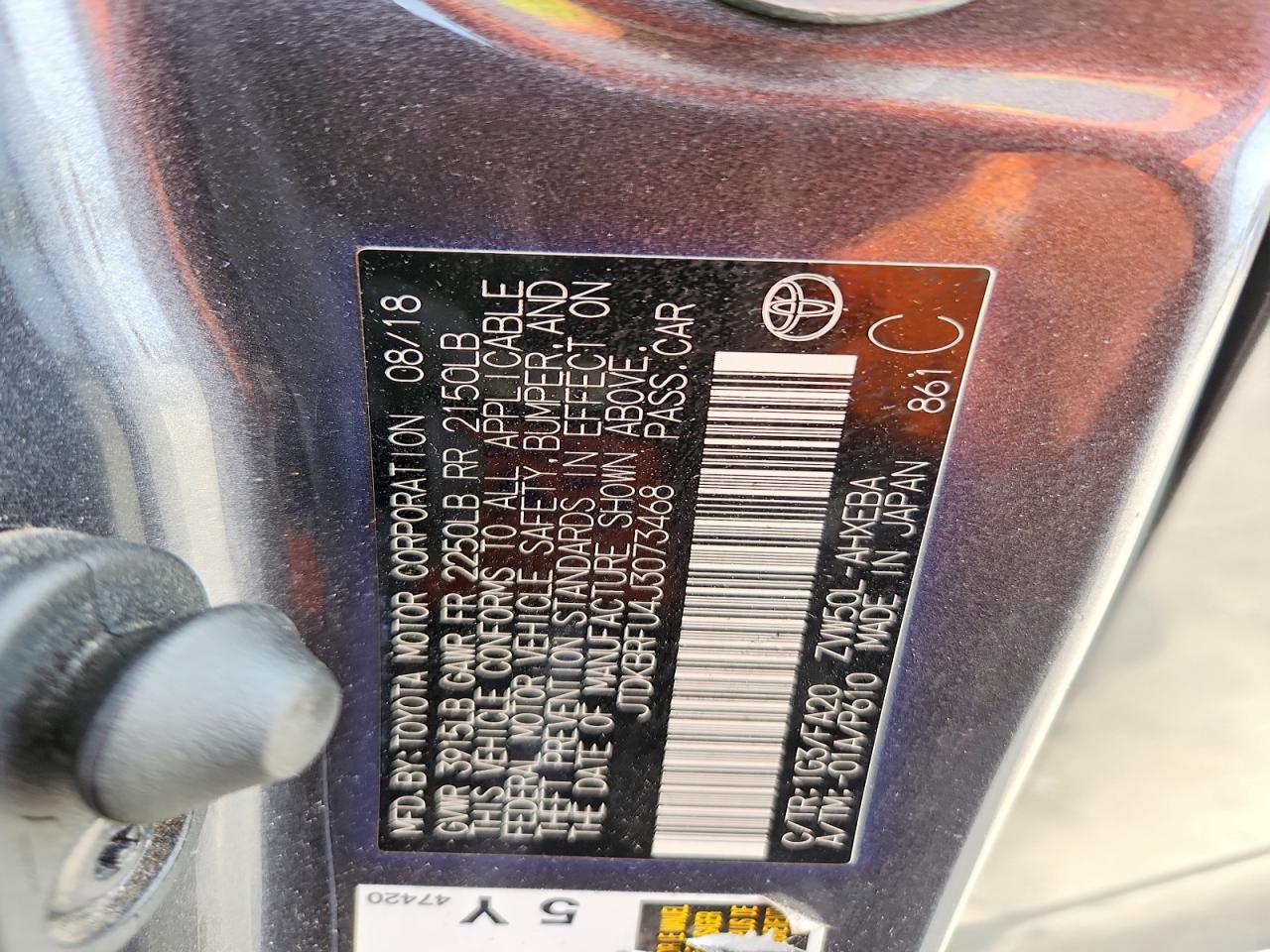2018 TOYOTA PRIUS TWO photo 12