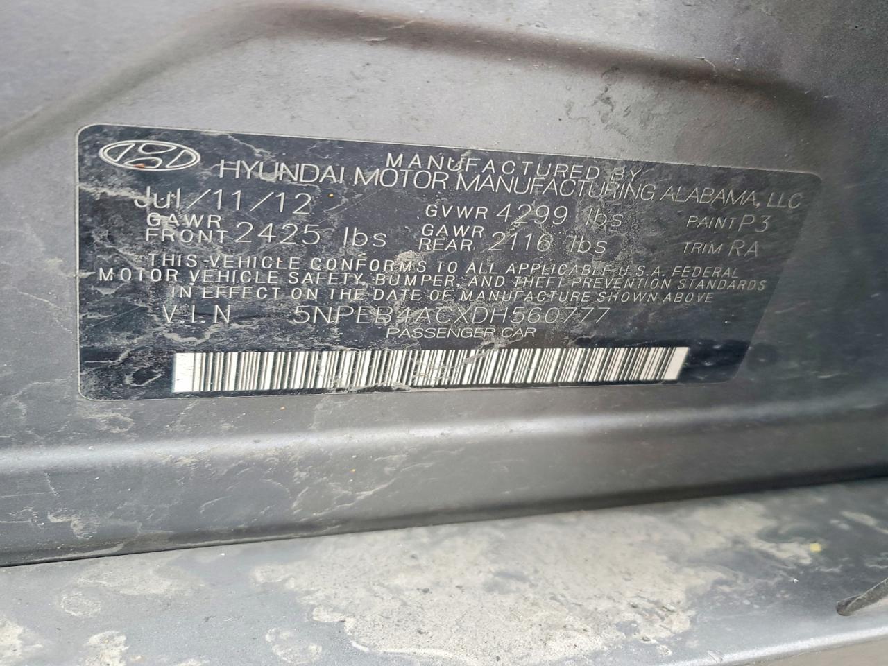 2013 HYUNDAI SONATA GLS photo 12
