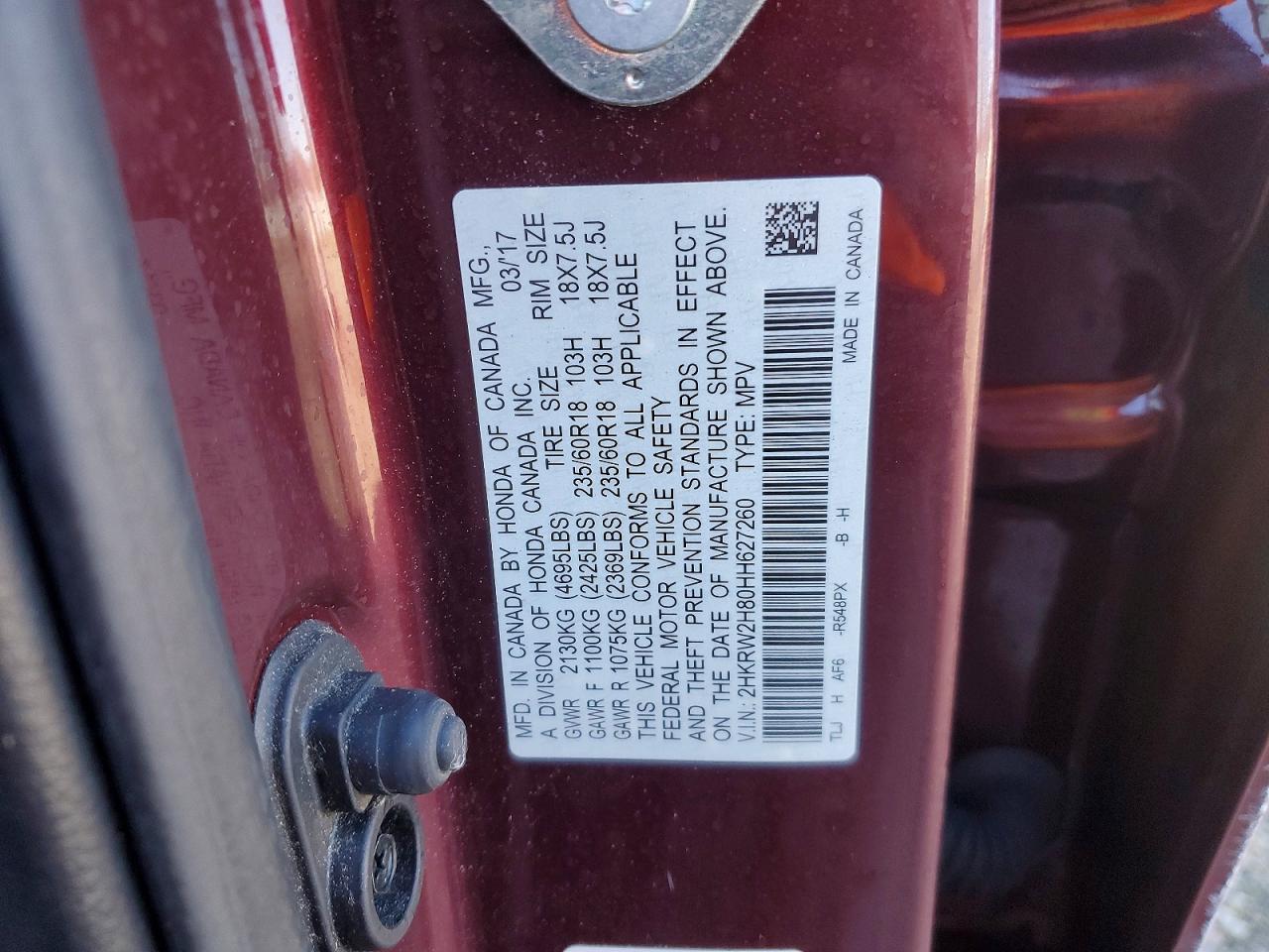 2017 HONDA CR-V EXL photo 12