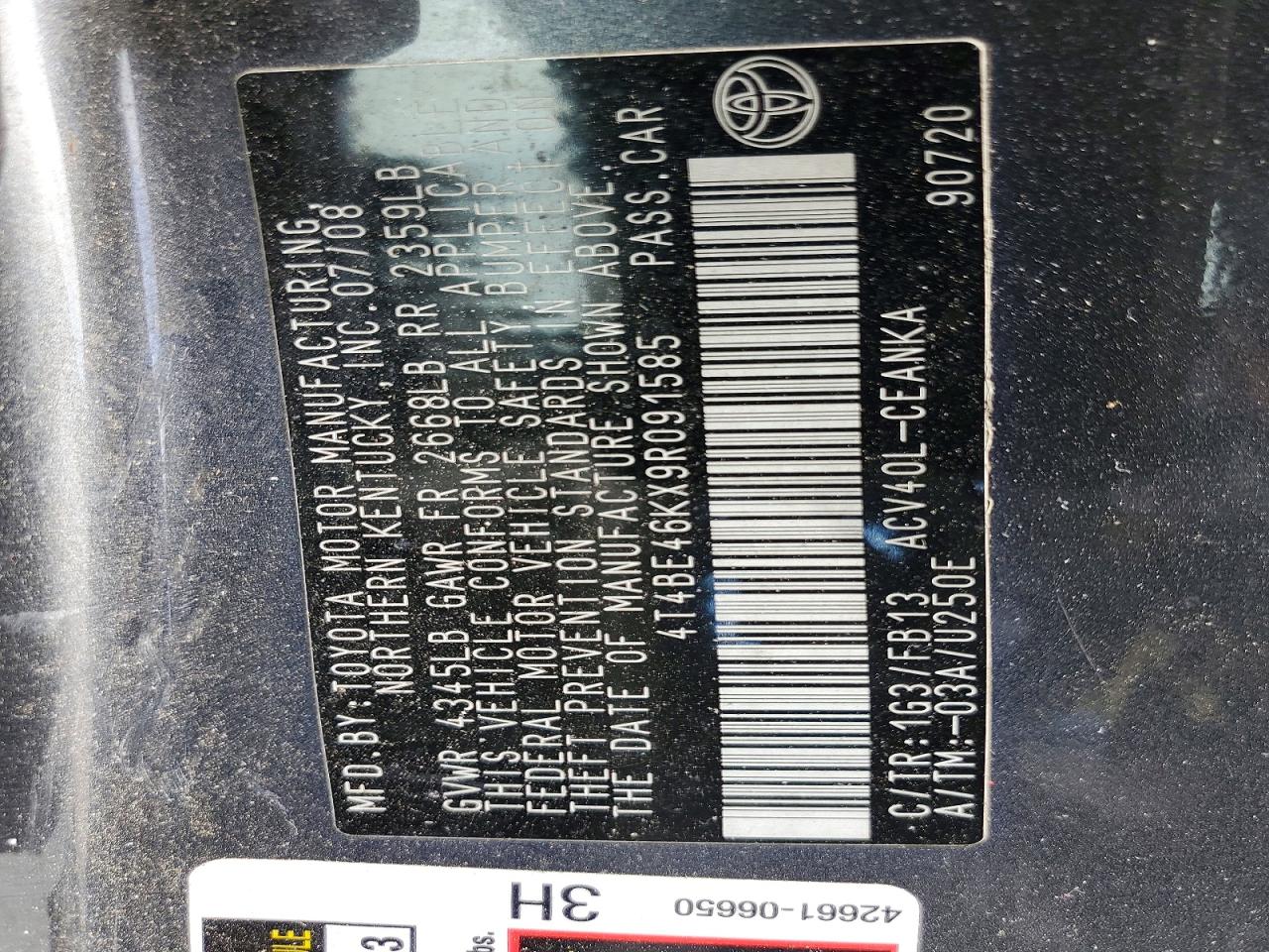 2009 TOYOTA CAMRY BASE photo 25