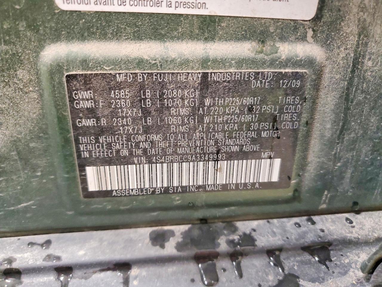 2010 SUBARU OUTBACK 2.5I PREMIUM photo 13