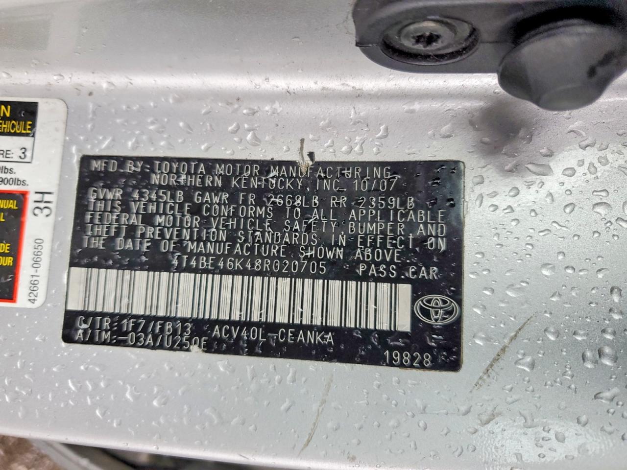 2008 TOYOTA CAMRY CE photo 12