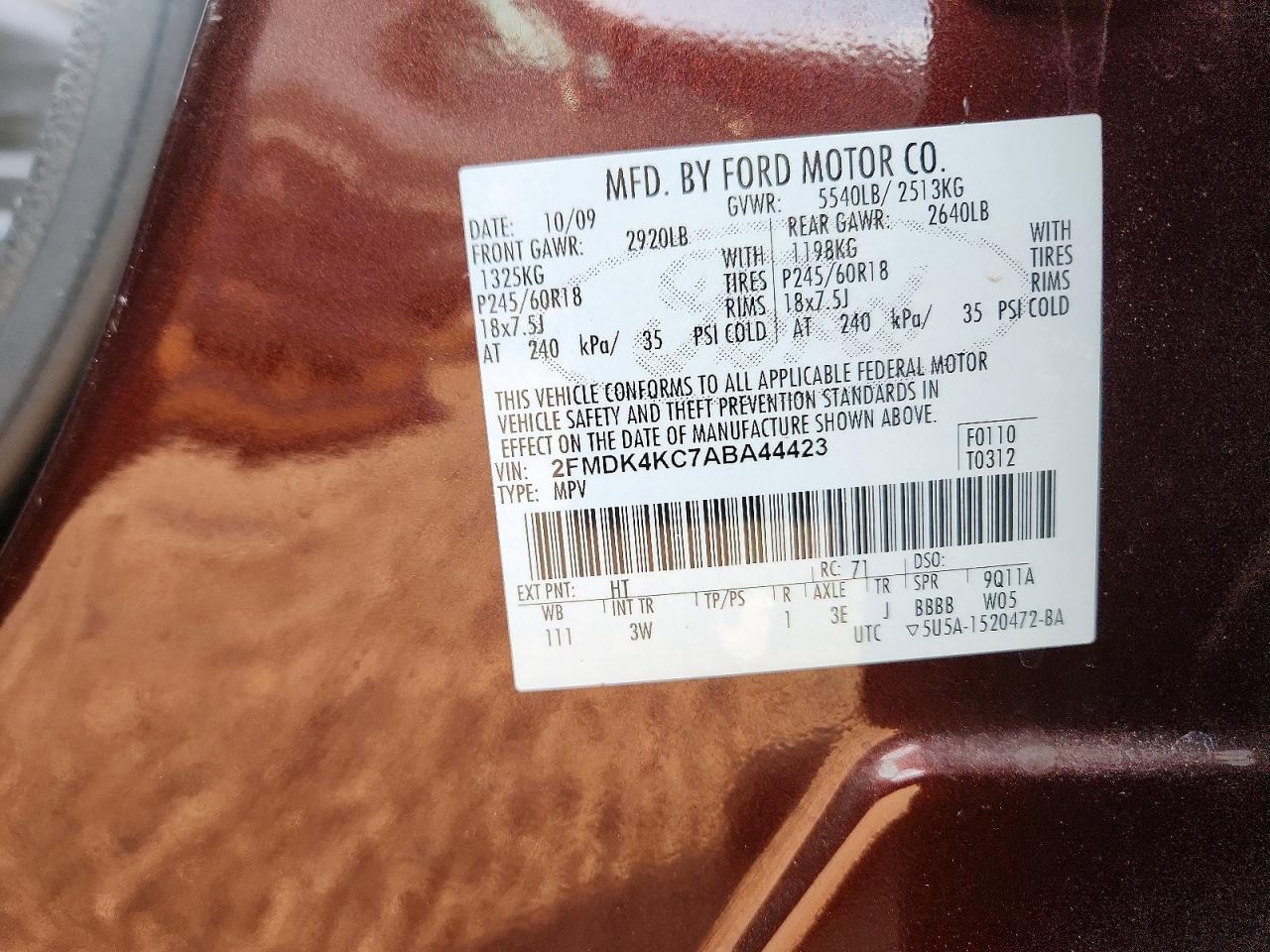 2010 FORD EDGE LIMITED photo 13