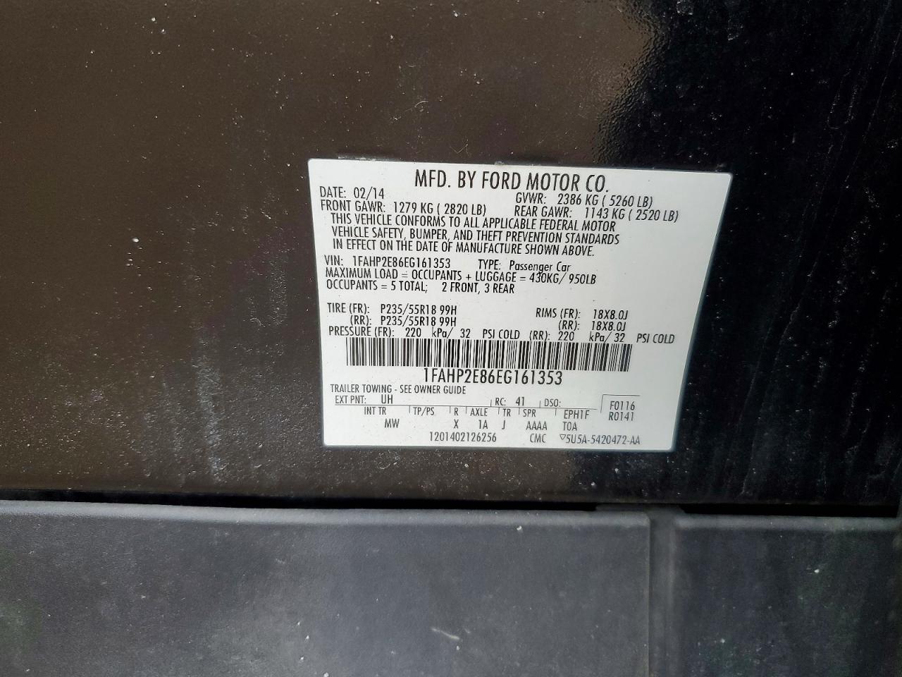 2014 FORD TAURUS SEL photo 23