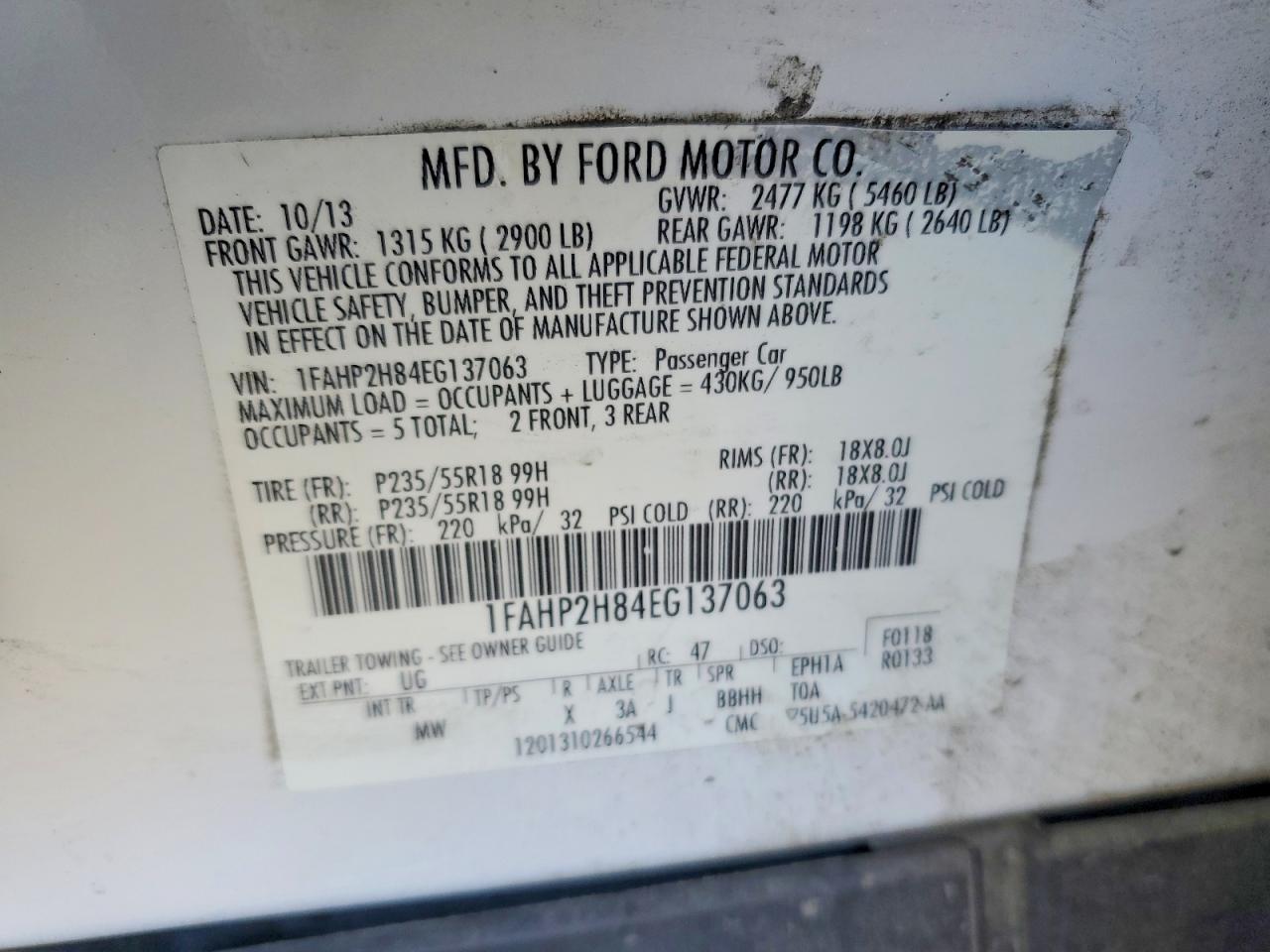 2014 FORD TAURUS SEL photo 12