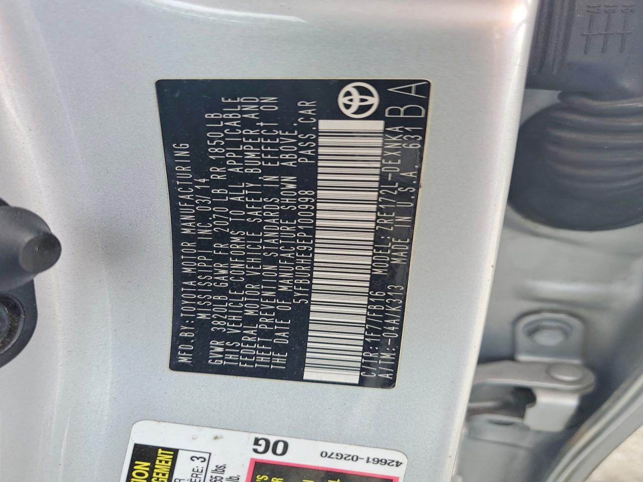 2014 TOYOTA COROLLA photo 23