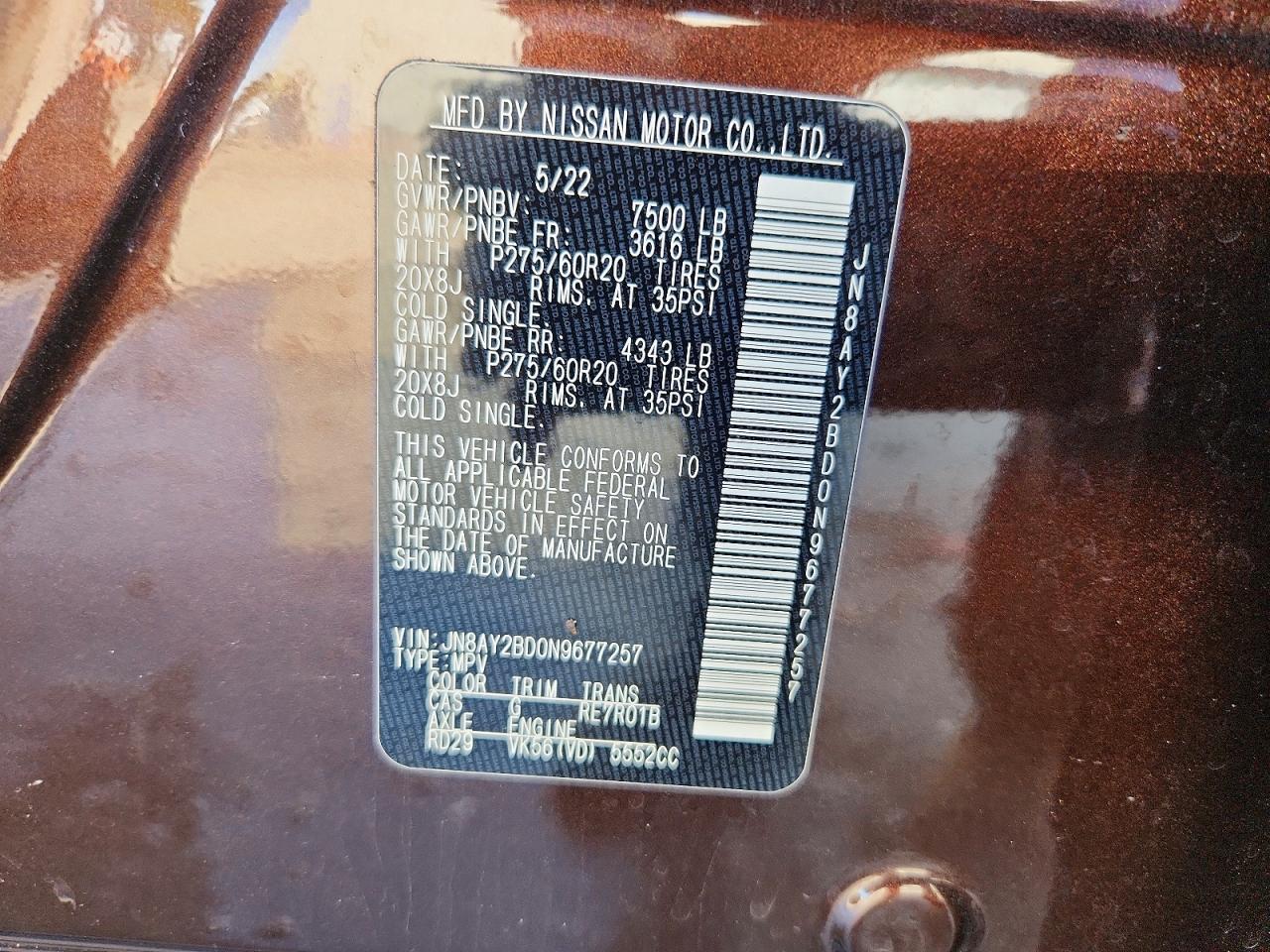 2022 NISSAN ARMADA SL photo 27