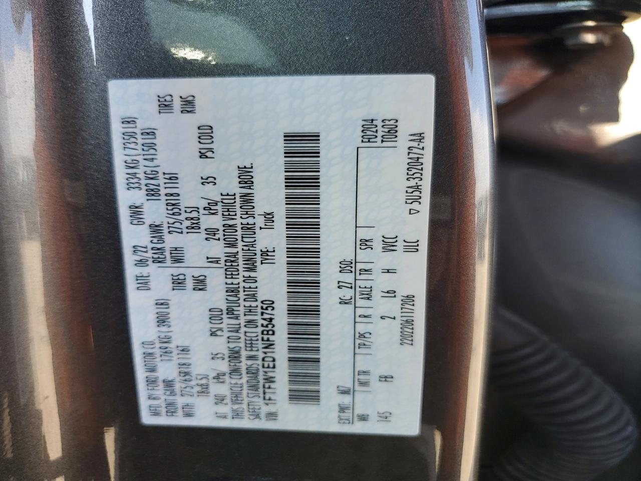 2022 FORD F150 SUPERCREW photo 12