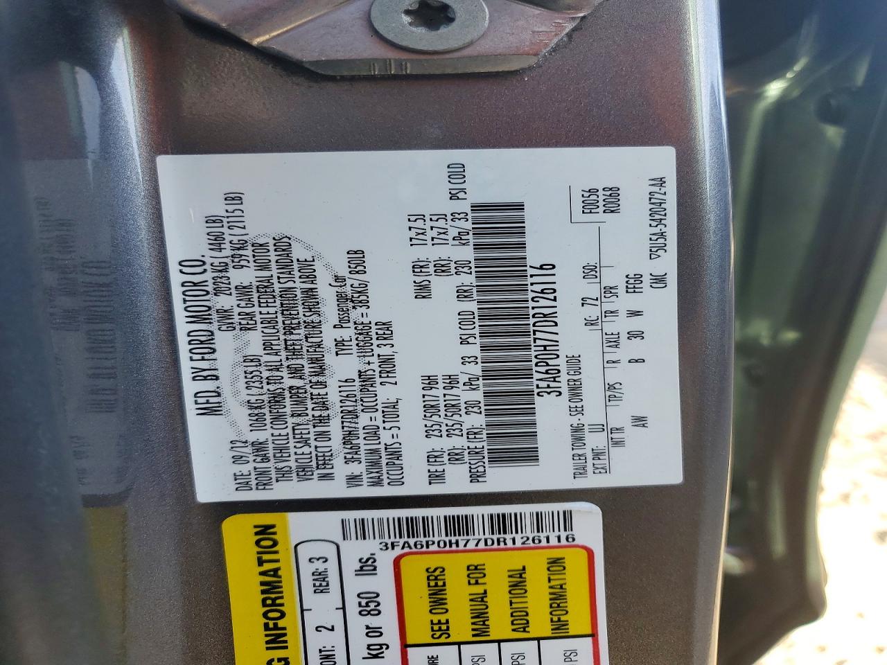 2013 FORD FUSION SE photo 23