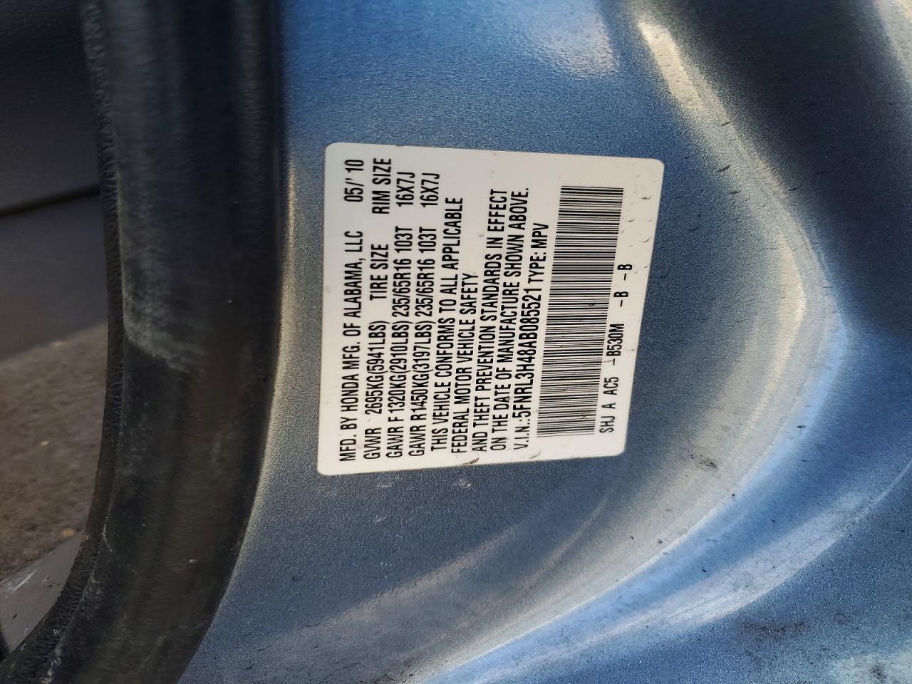 2010 HONDA ODYSSEY EX photo 13