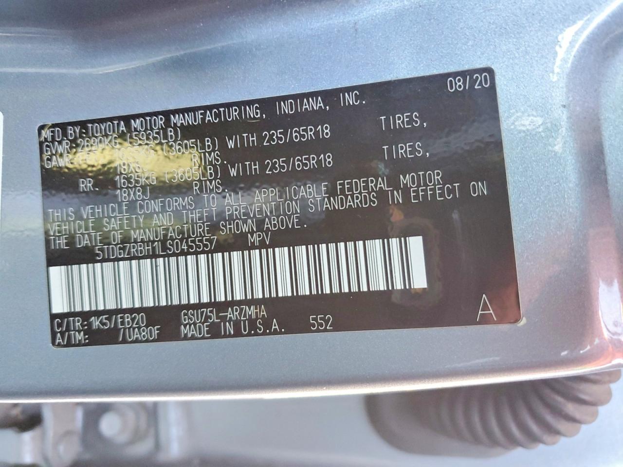 2020 TOYOTA HIGHLANDER XLE photo 14