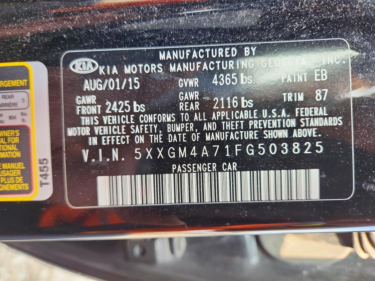 2015 KIA OPTIMA LX photo 34