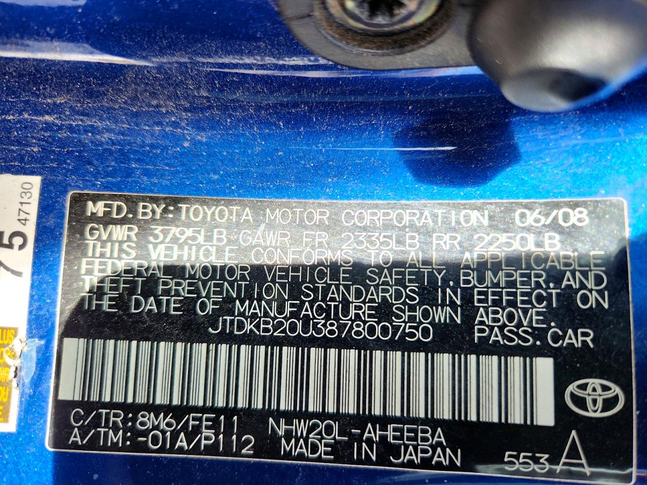 2008 TOYOTA PRIUS BASE photo 34