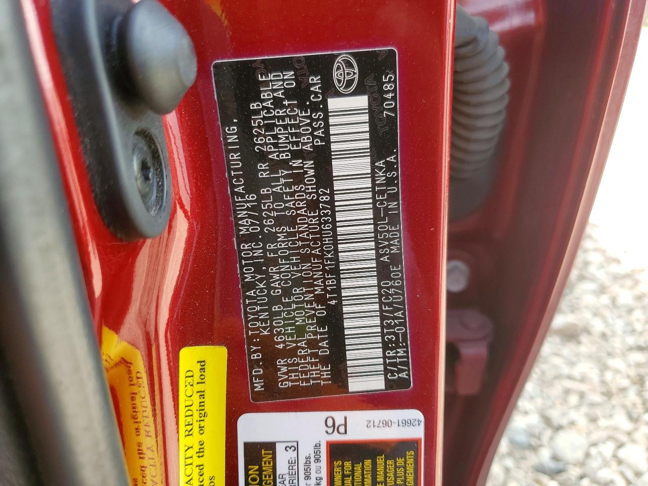 2017 TOYOTA CAMRY LE photo 13