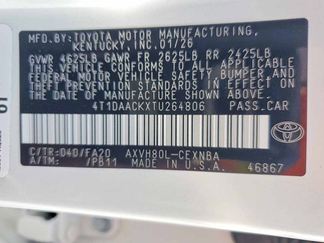 2026 TOYOTA CAMRY LE photo 12