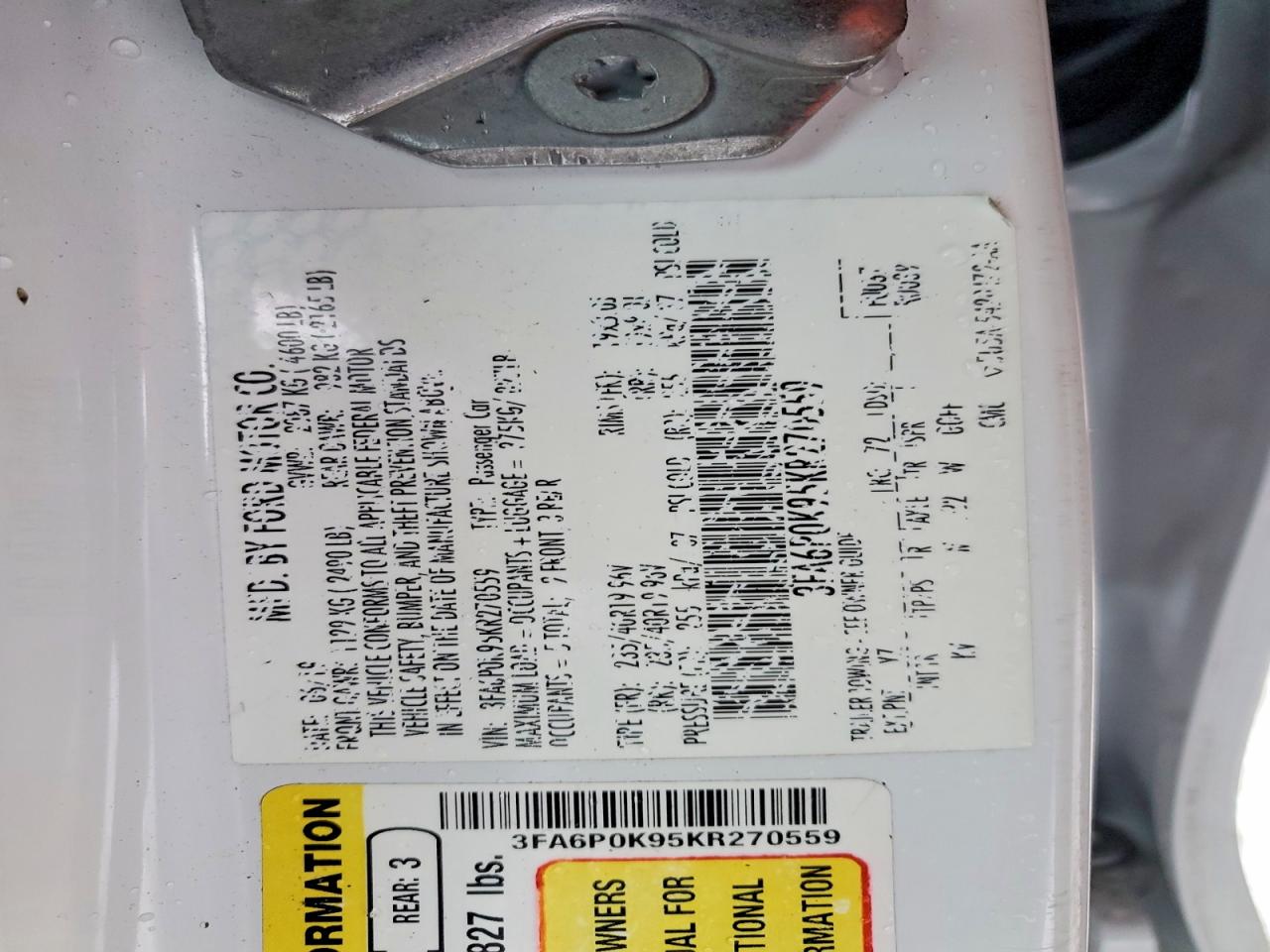 2019 FORD FUSION TITANIUM photo 12