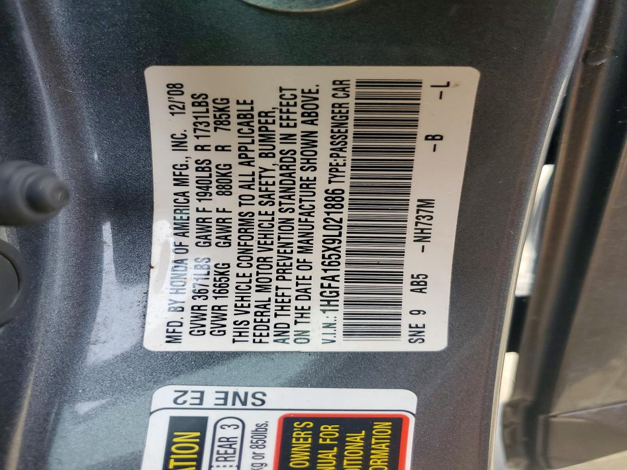 2009 HONDA CIVIC LX photo 13