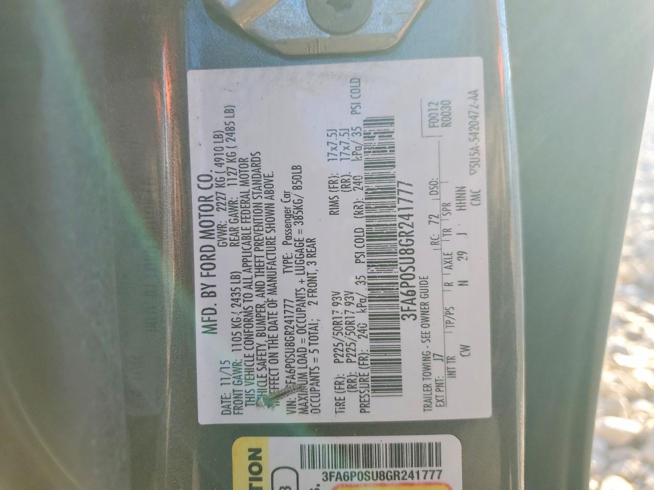 2016 FORD FUSION TITANIUM PHEV photo 12