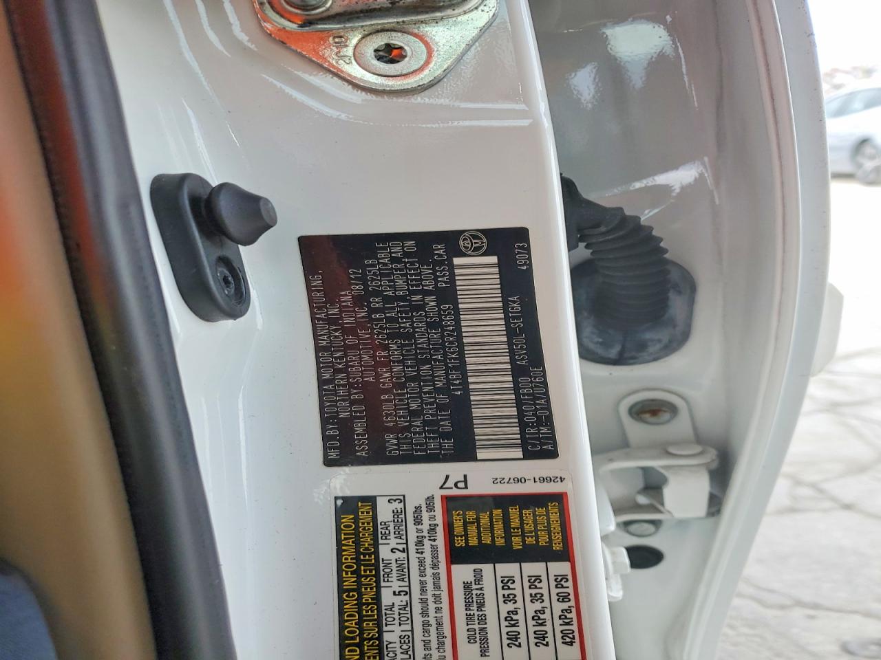 2012 TOYOTA CAMRY BASE photo 12