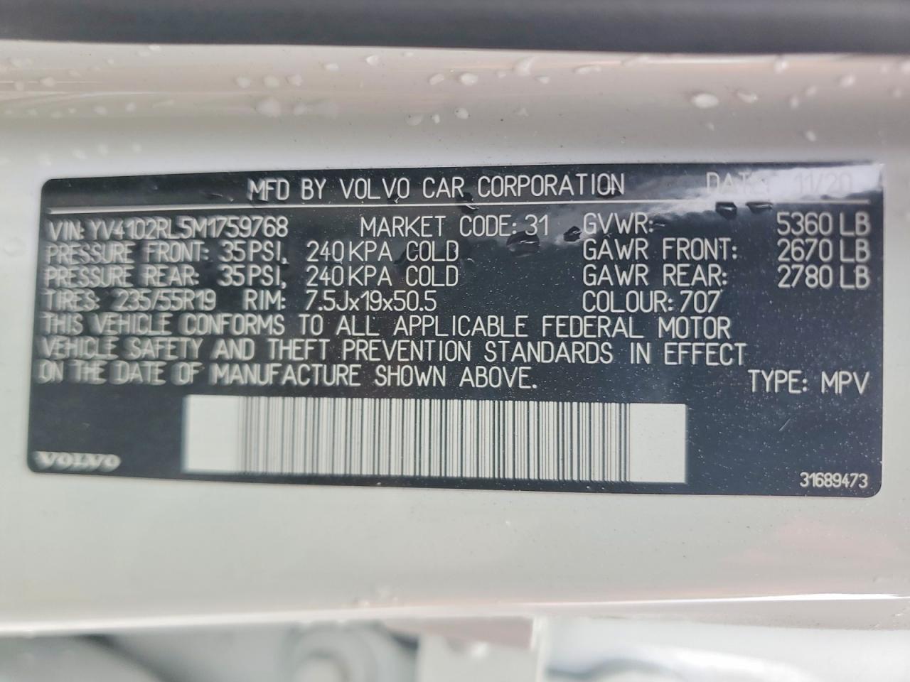 2021 VOLVO XC60 T5 INSCRIPTION photo 37