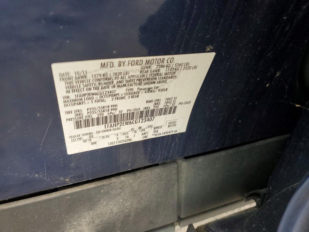 2012 FORD TAURUS SEL photo 23