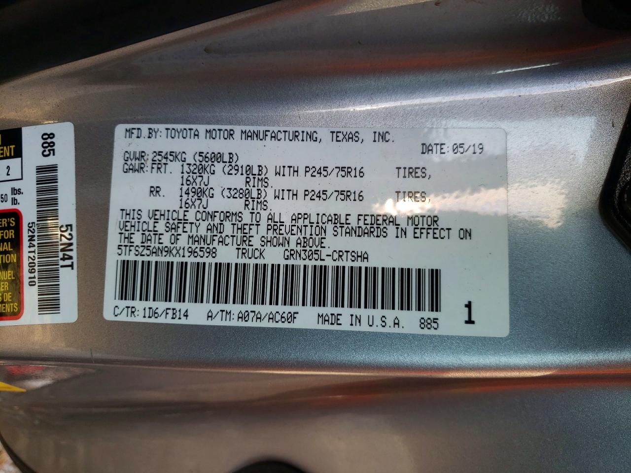 2019 TOYOTA TACOMA ACCESS CAB photo 12