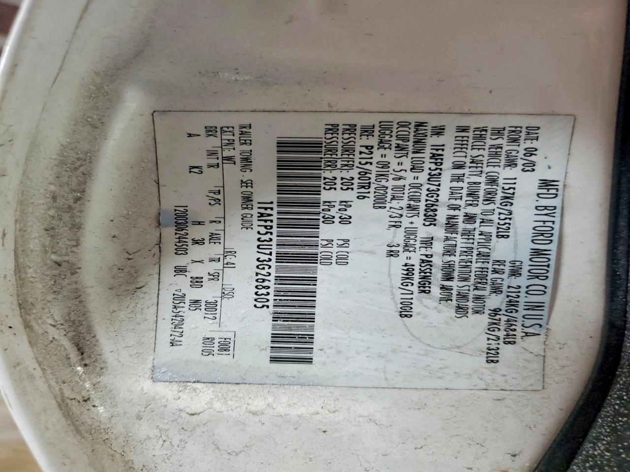 2003 FORD TAURUS SE photo 23