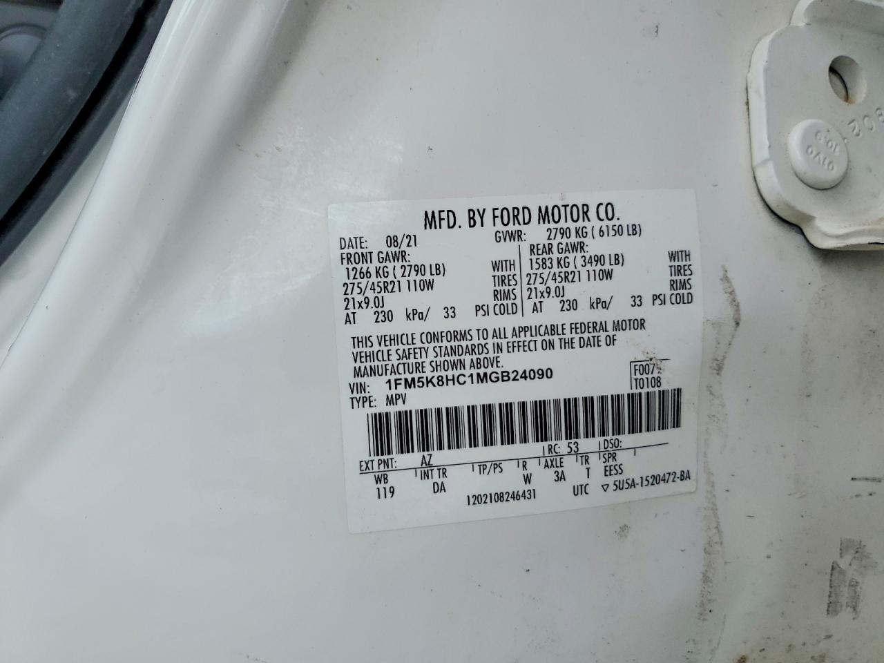 2021 FORD EXPLORER PLATINUM photo 14