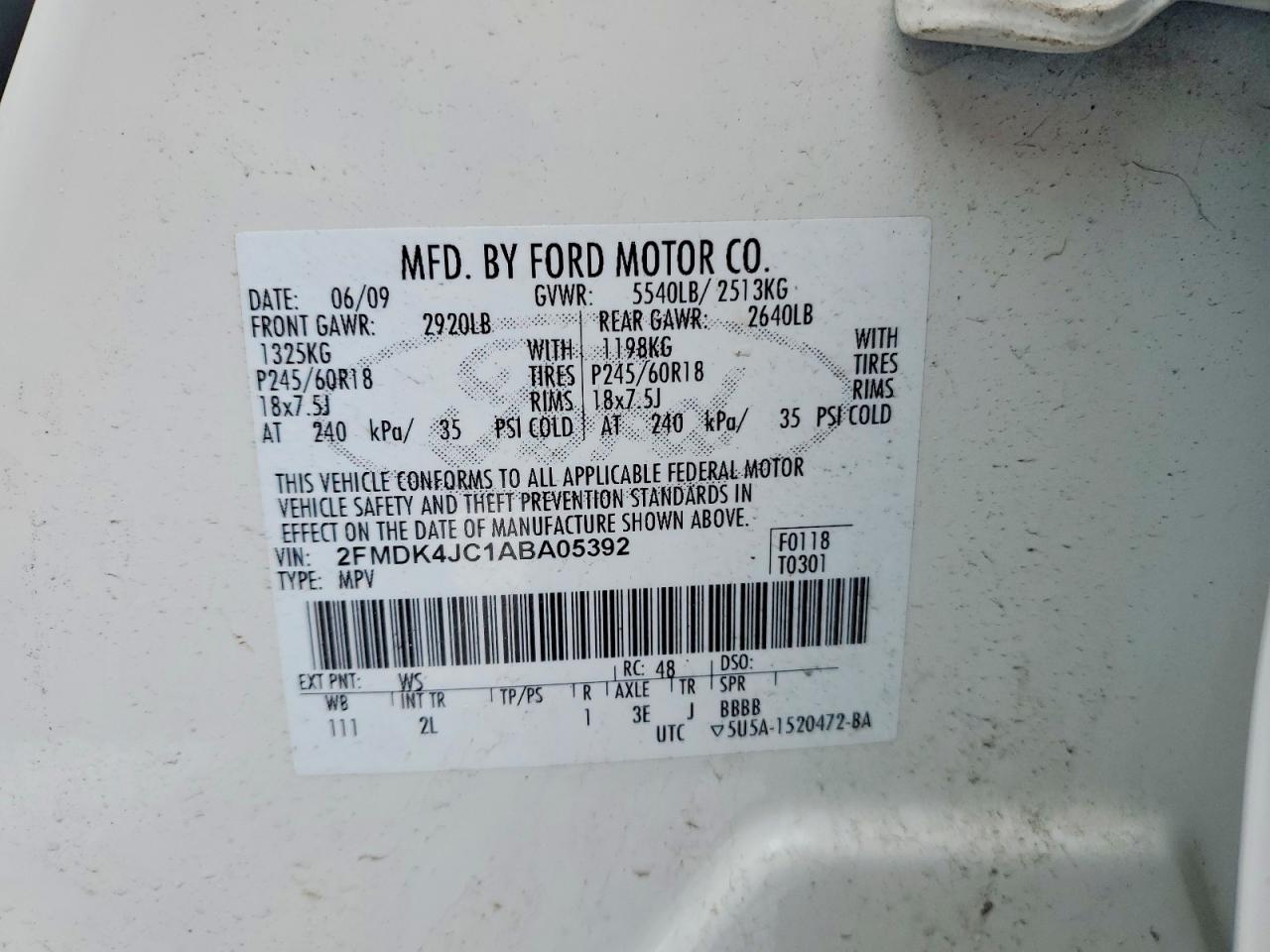 2010 FORD EDGE SEL photo 25