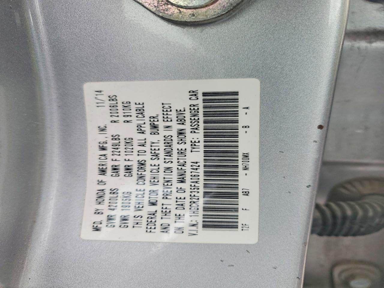 2015 HONDA ACCORD LX photo 37