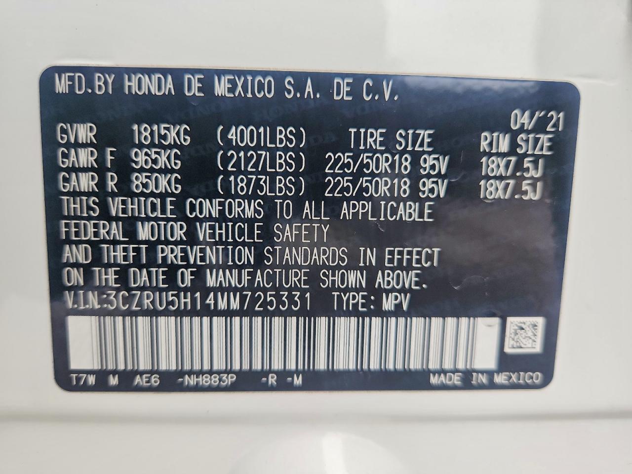 2021 HONDA HR-V SPORT photo 13