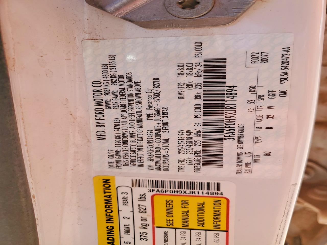 2018 FORD FUSION SE photo 23