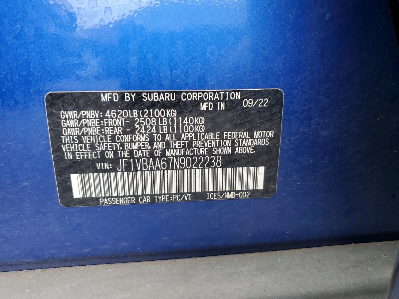 2022 SUBARU WRX photo 12