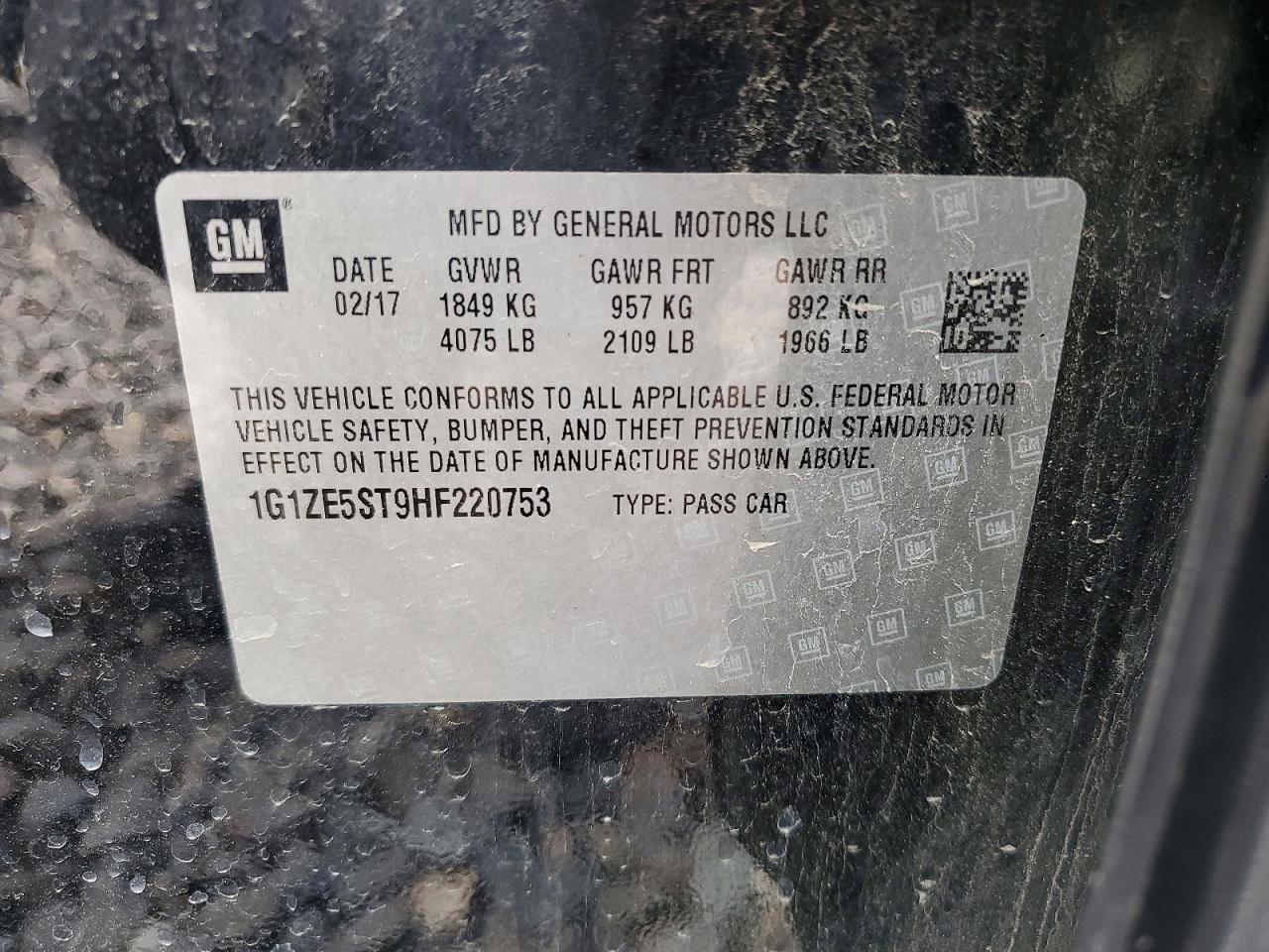 2017 CHEVROLET MALIBU LT photo 12