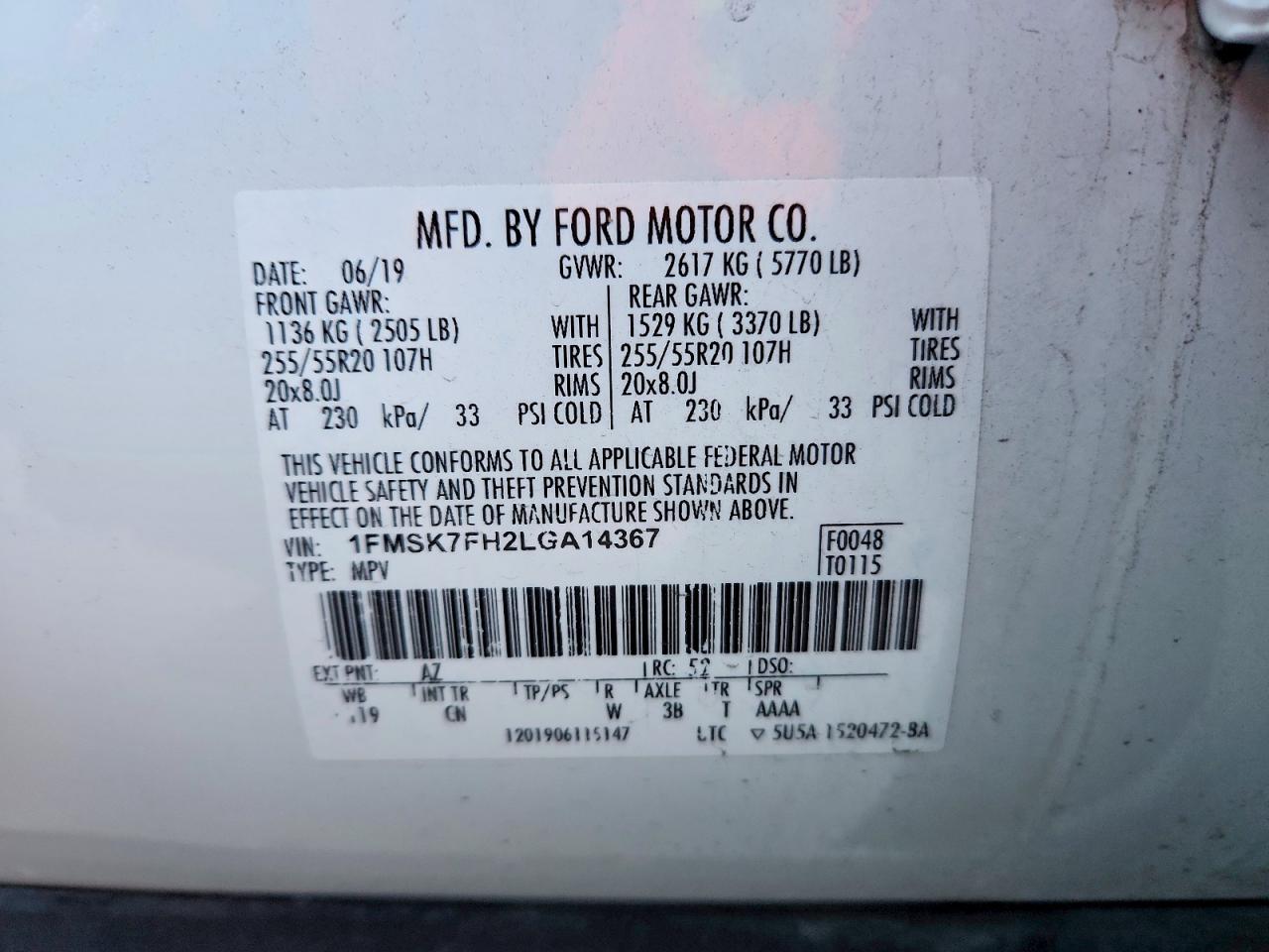 2020 FORD EXPLORER LIMITED photo 14