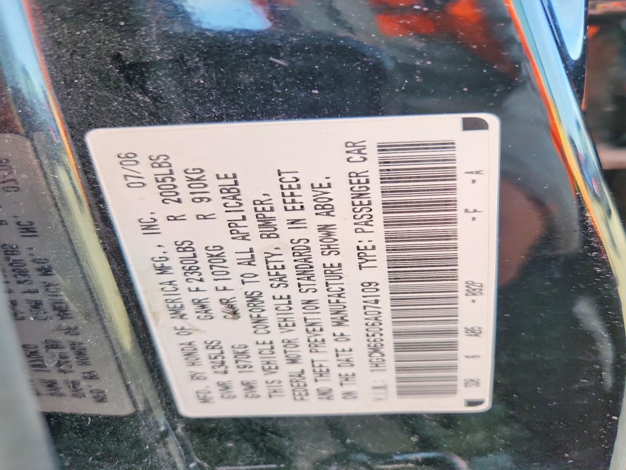 2006 HONDA ACCORD EX photo 25