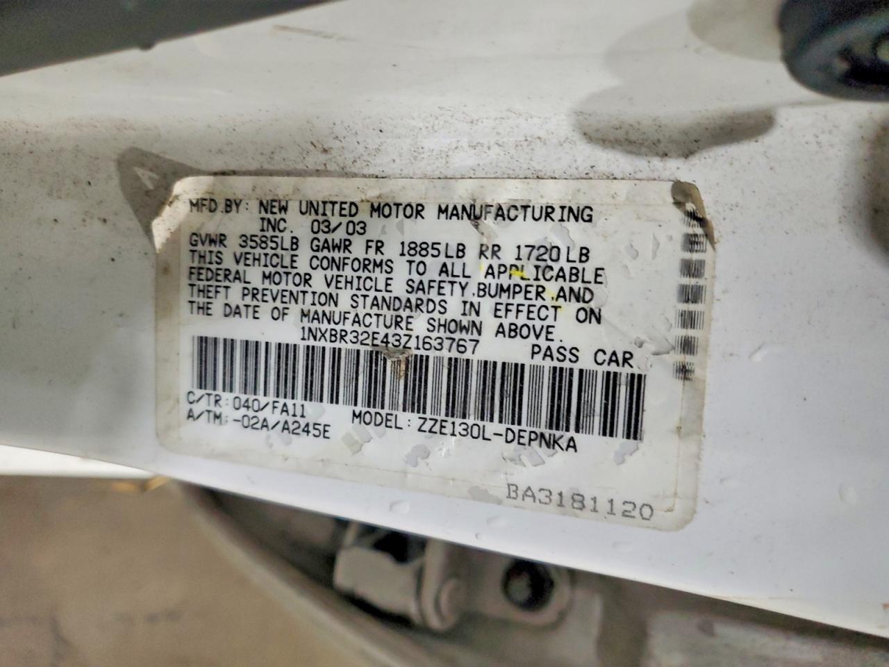 2003 TOYOTA COROLLA LE photo 34