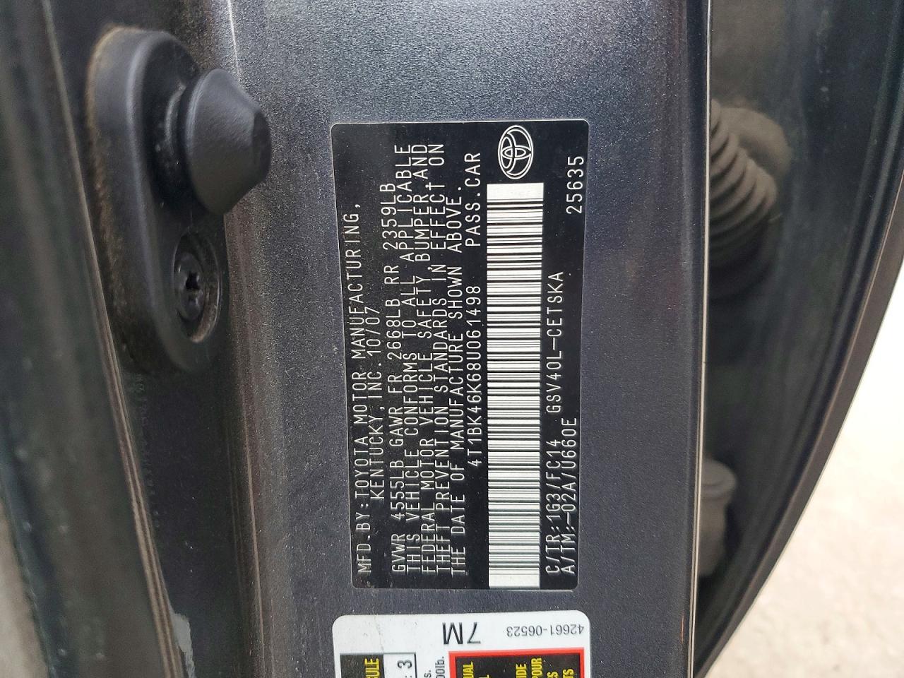 2008 TOYOTA CAMRY SE V6 photo 23