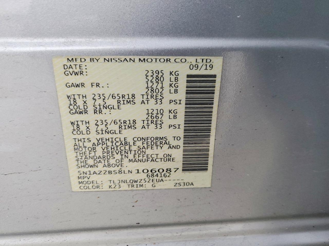 2020 NISSAN MURANO SV photo 13
