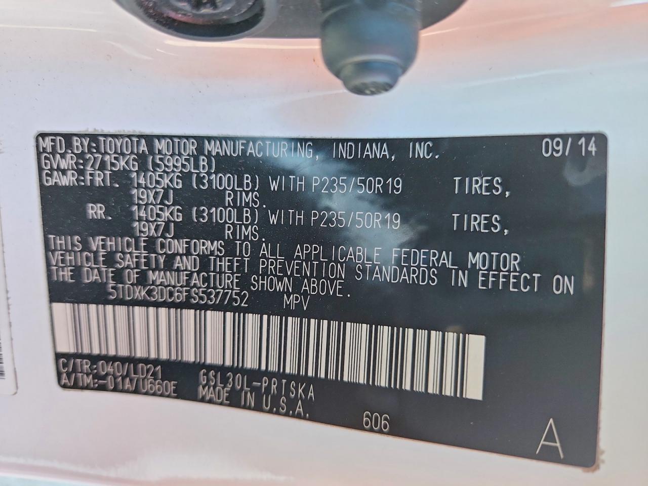 2015 TOYOTA SIENNA SE 8-PASSENGER photo 14