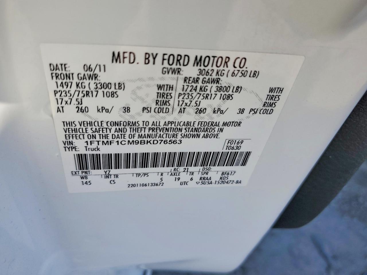 2011 FORD F150 photo 13