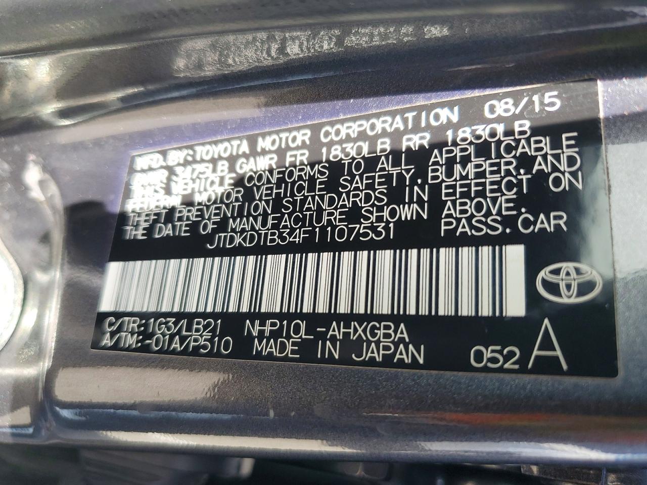 2015 TOYOTA PRIUS C FOUR photo 34