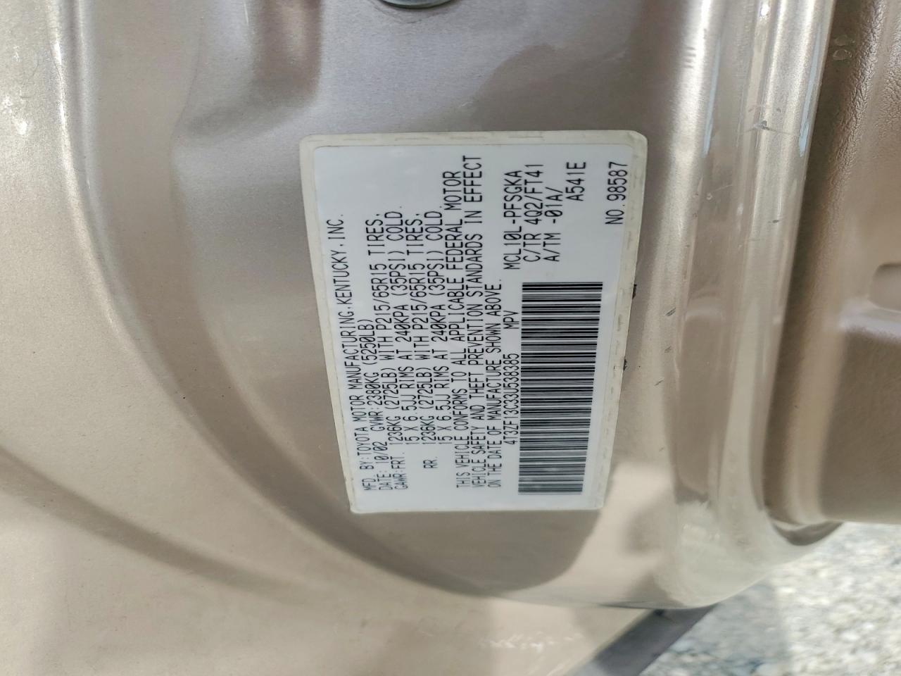 2003 TOYOTA SIENNA LE photo 25