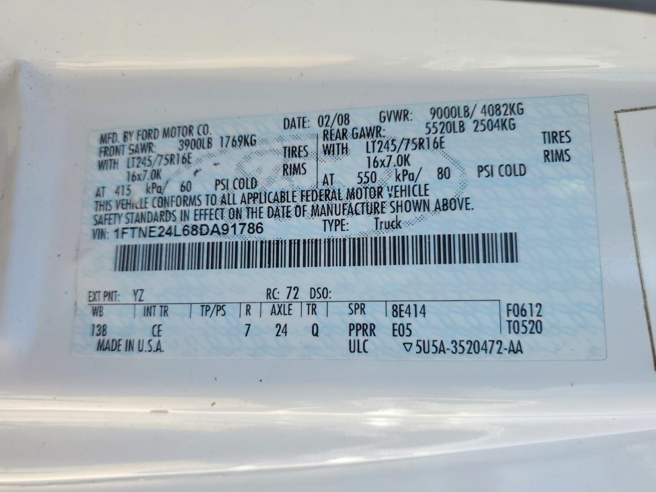 2008 FORD E250 UTILITY / SERVICE VAN photo 12