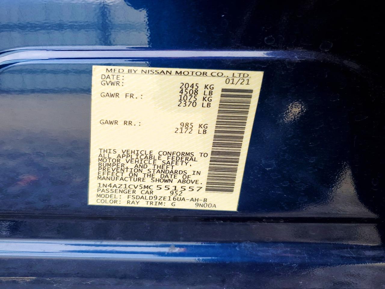 2021 NISSAN LEAF SV photo 12