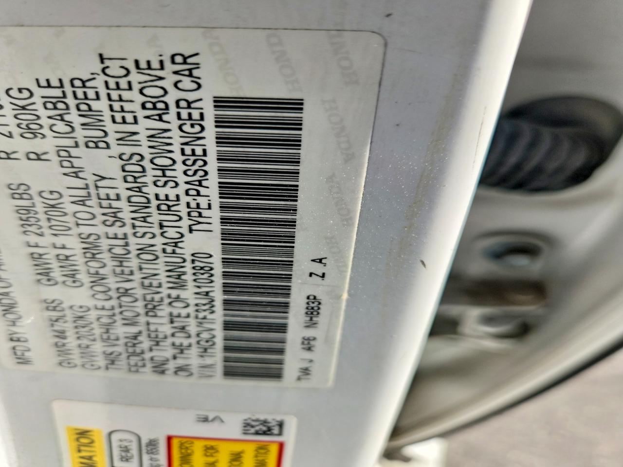 2018 HOND ACCORD photo 12