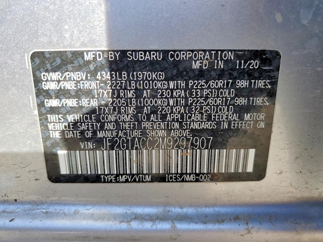 2021 SUBARU CROSSTREK PREMIUM photo 25